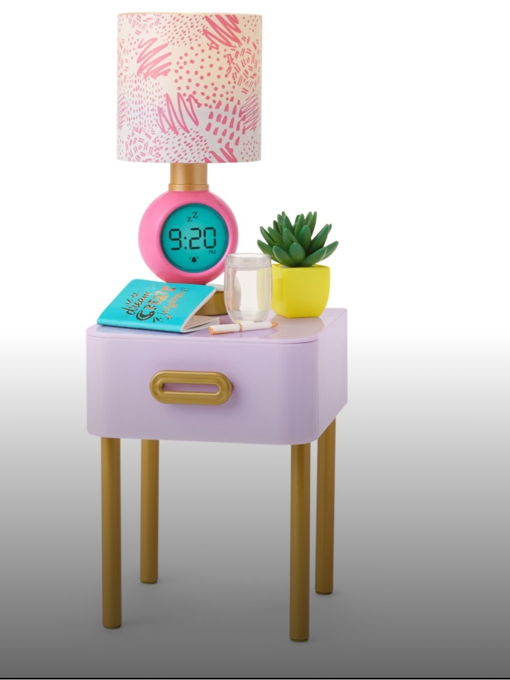 Ottoman lamp Nightstand Lavender Accent Side Table with Gold Legs